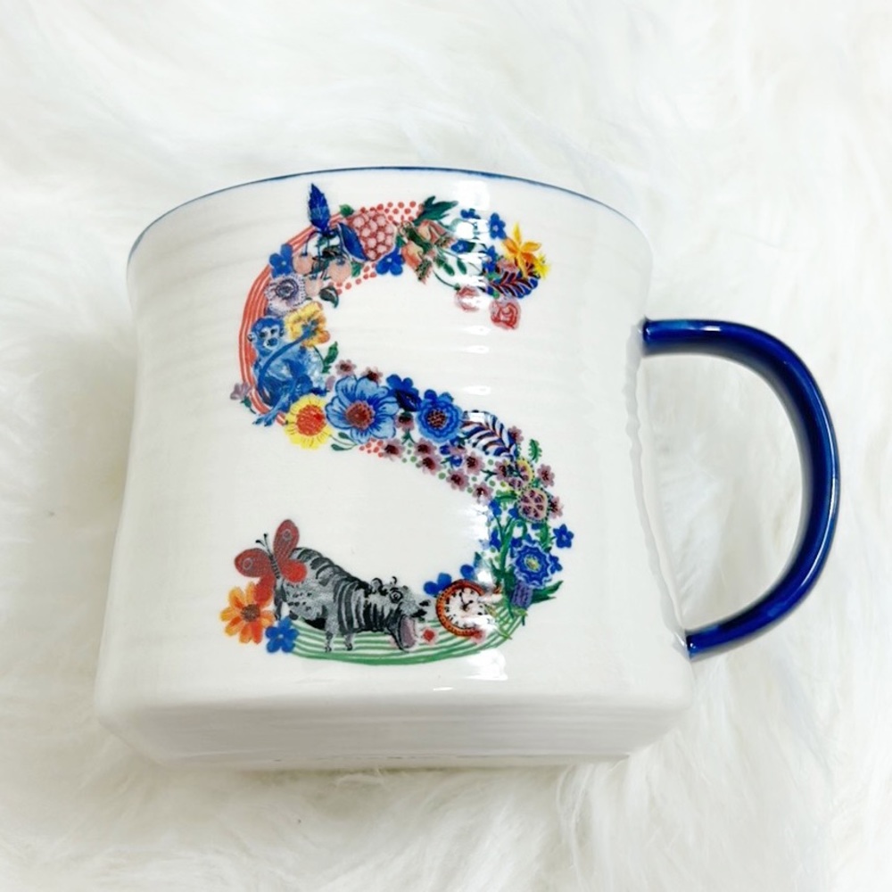 Anthropologie bouquet monogram S Nathalie Lete mug